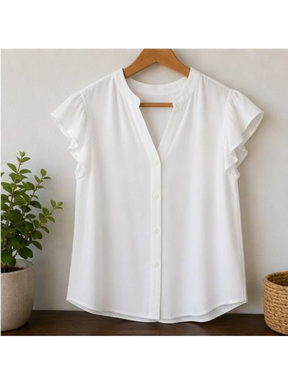 White Ruffle Blouse